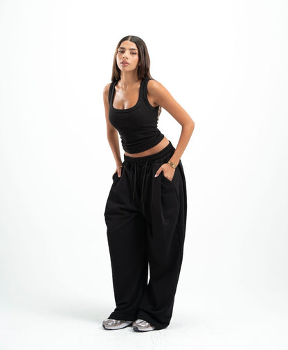 Black Double Tuck Pants