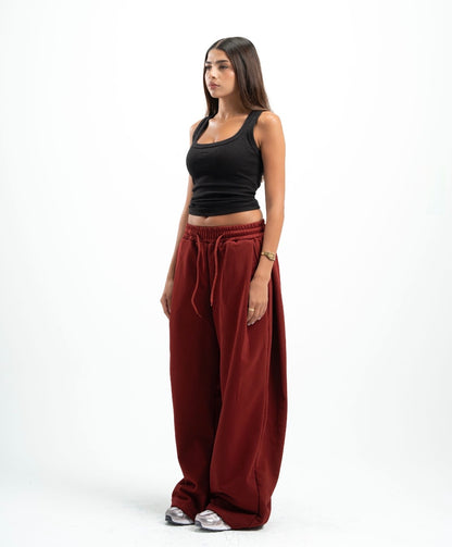 Burgandy Double Tuck Pants