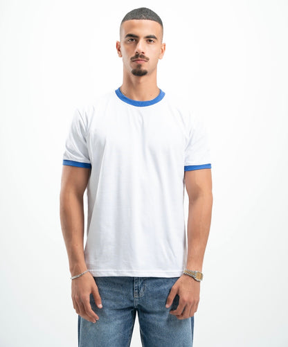 White (Blue) Ringer Tee