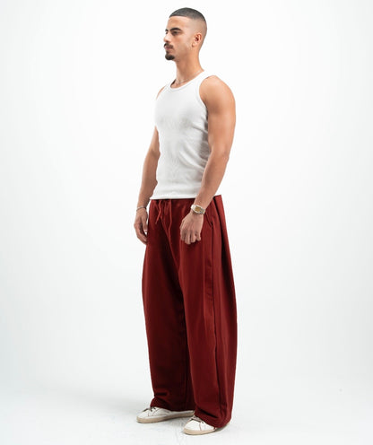 Burgandy Double Tuck Pants