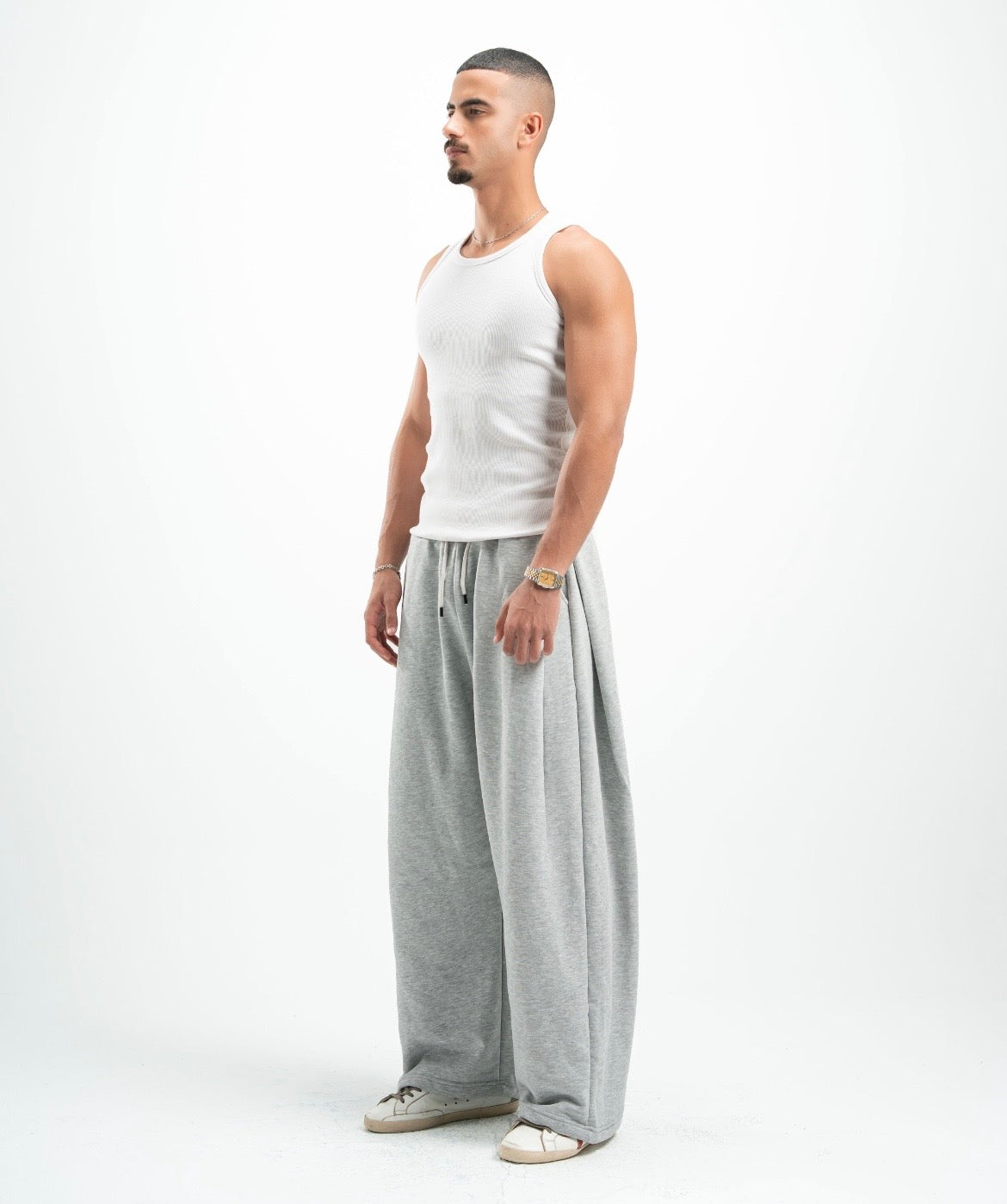 Grey Double Tuck Pants