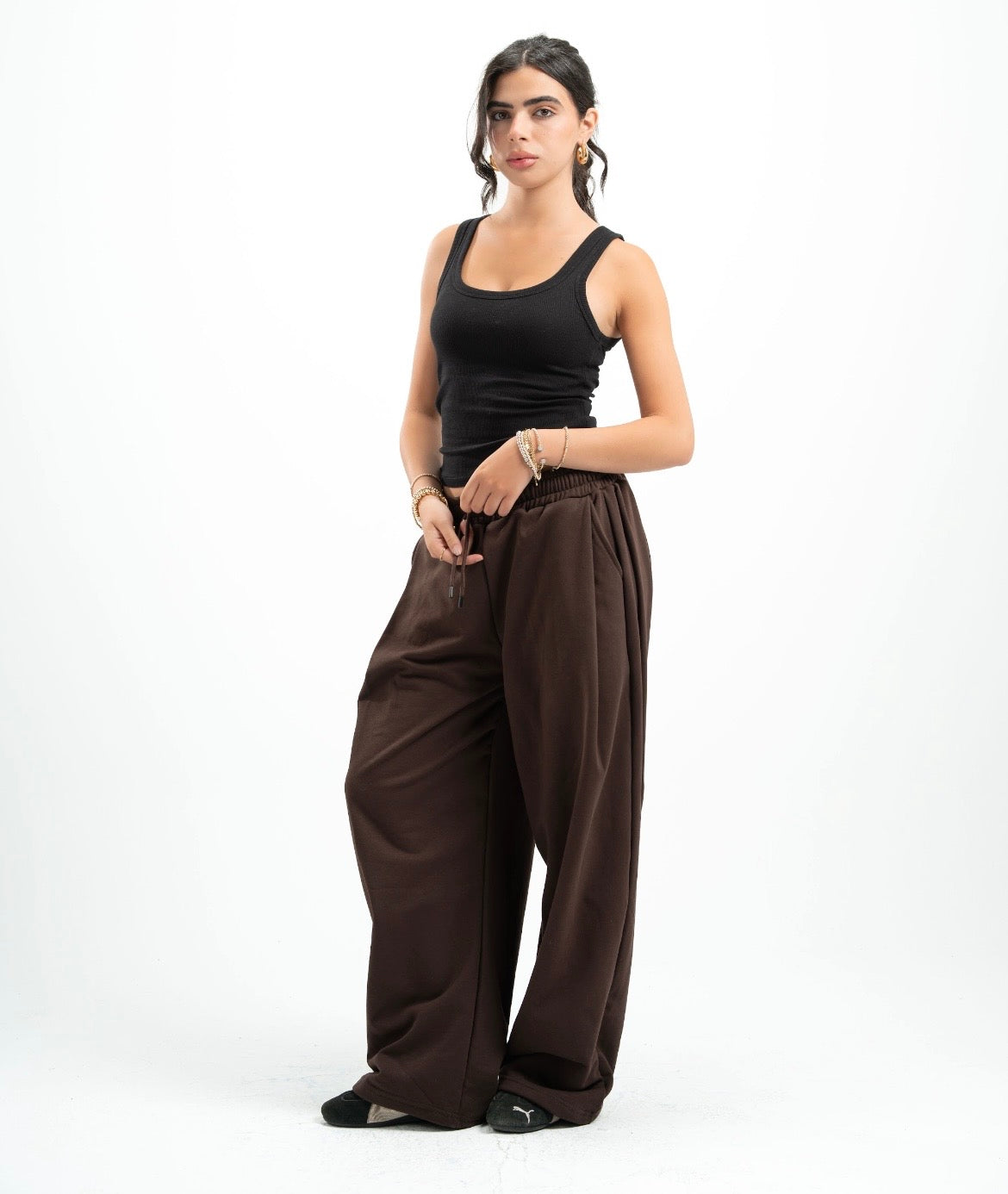 Brown Double Tuck Pants