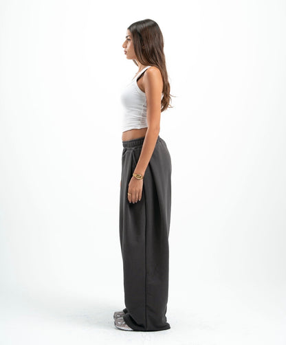 Dark Grey Double Tuck Pants