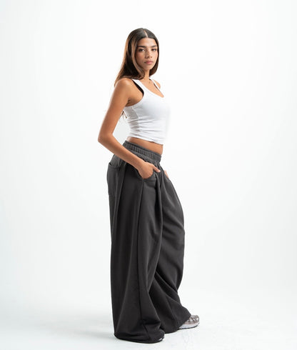 Dark Grey Double Tuck Pants