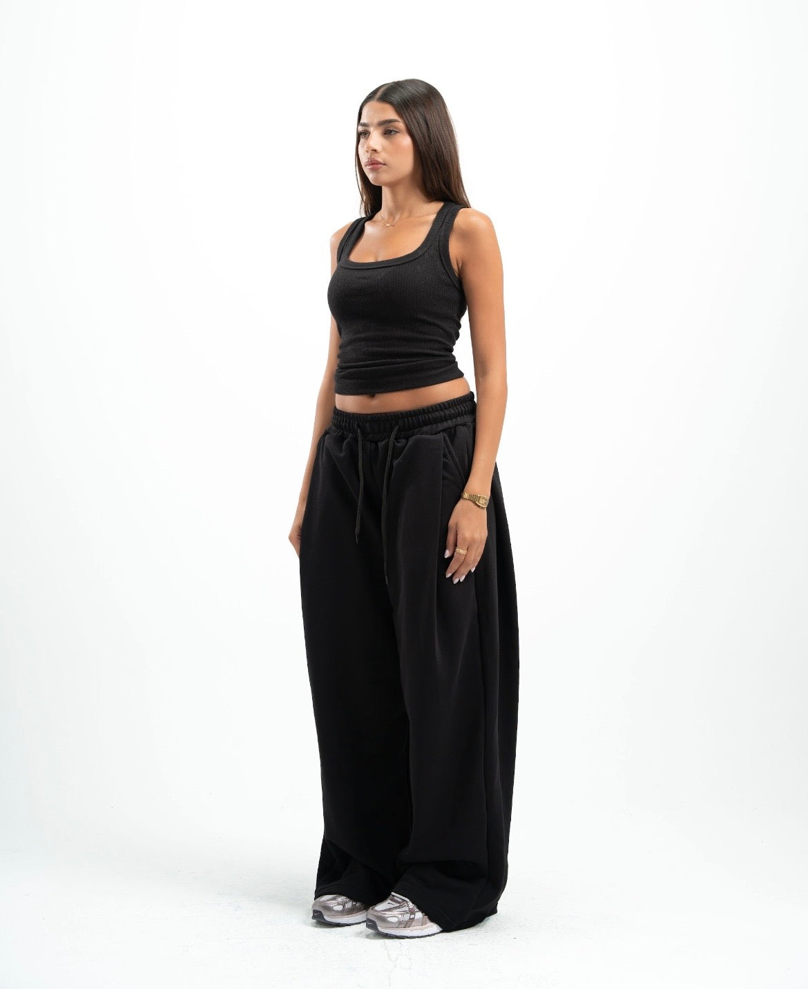 Black Double Tuck Pants