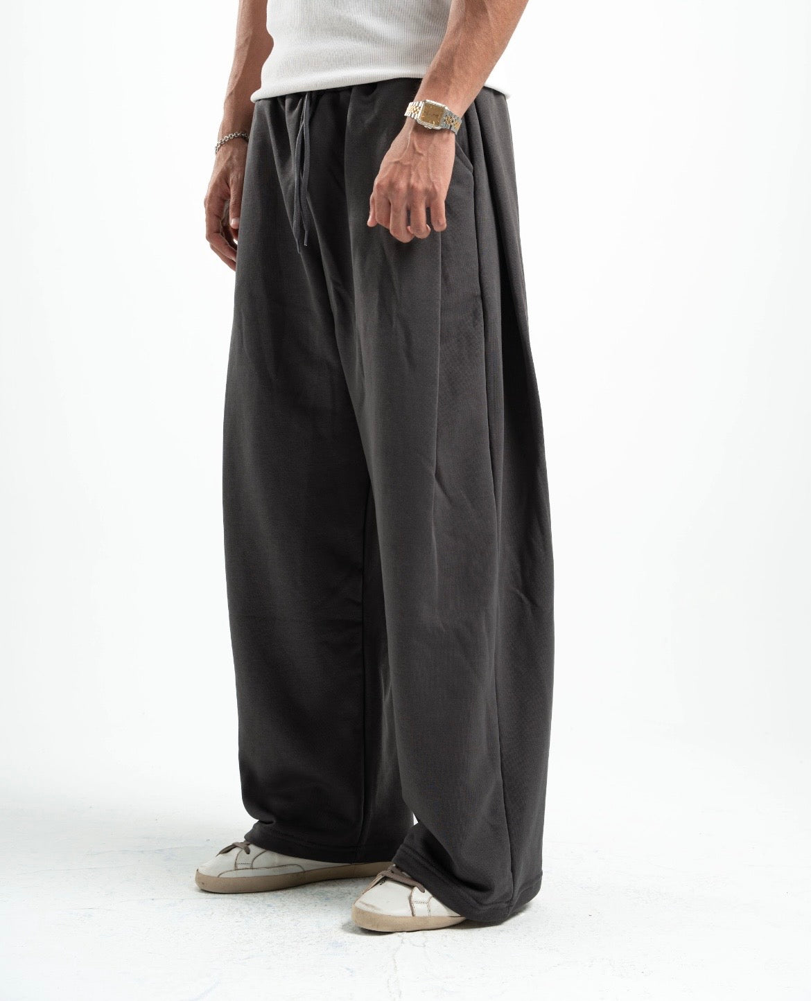 Dark Grey Double Tuck Pants