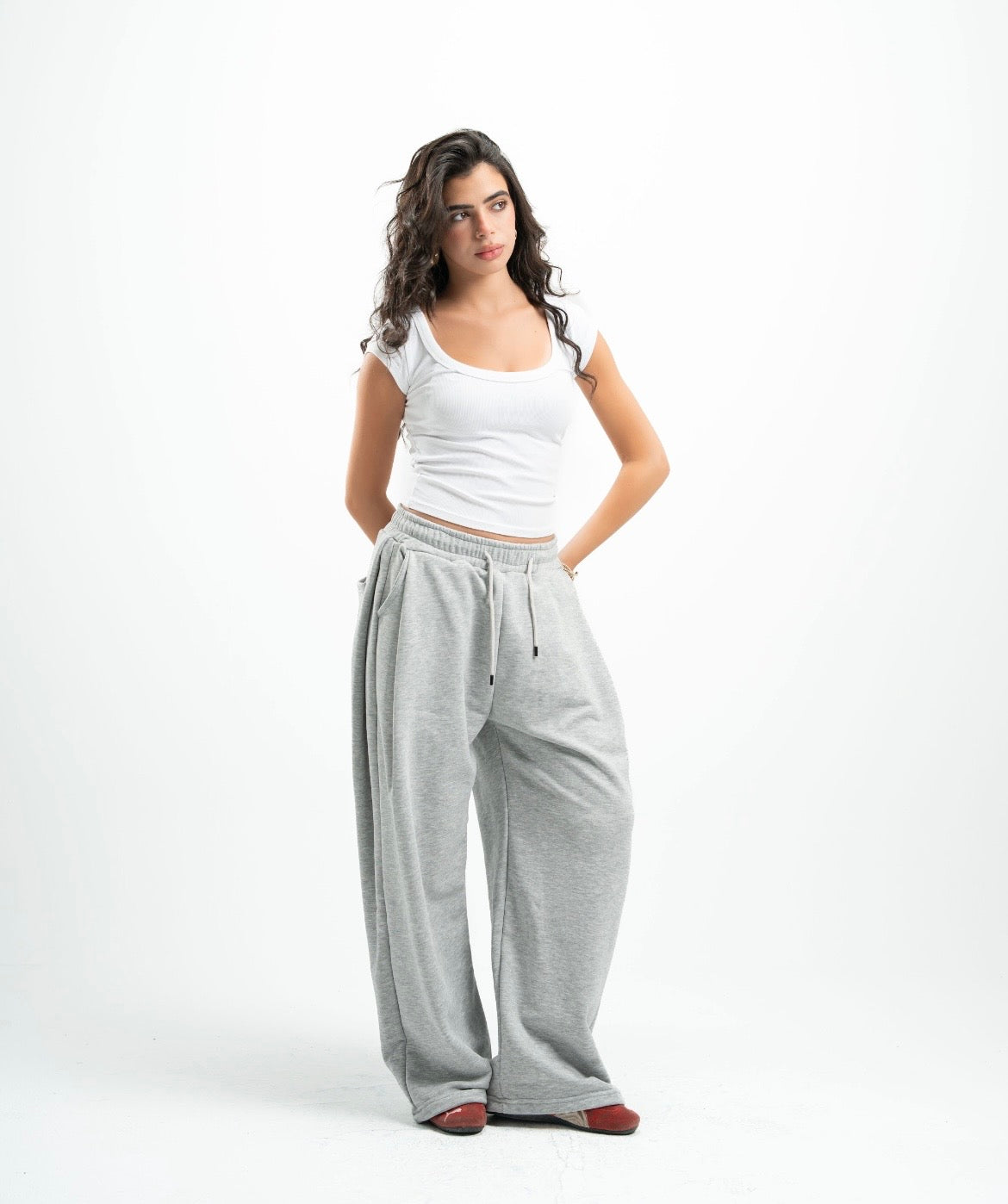 Grey Double Tuck Pants
