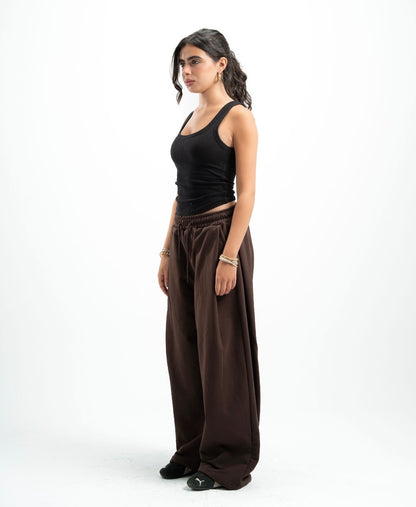 Brown Double Tuck Pants