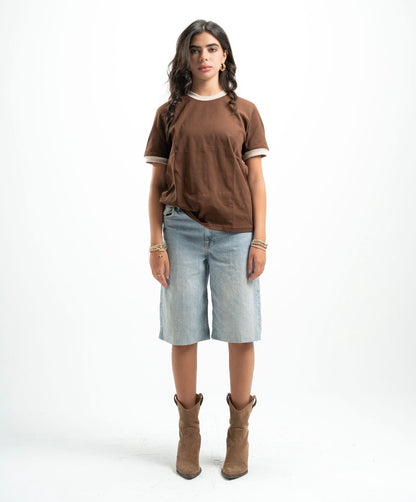 Brown Ringer Tee
