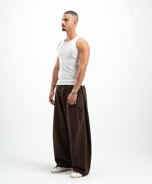 Brown Double Tuck Pants