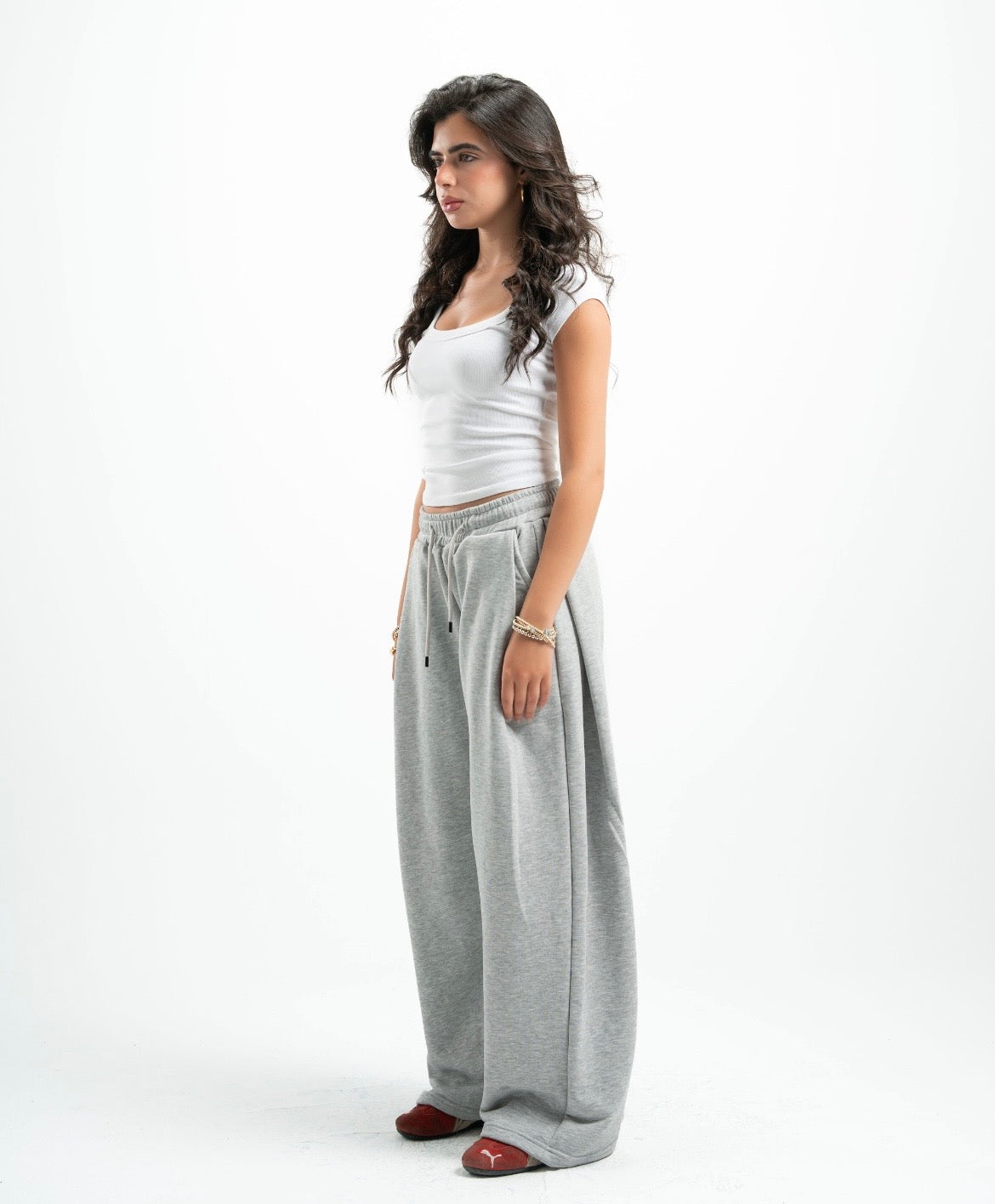 Grey Double Tuck Pants