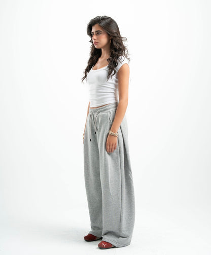Grey Double Tuck Pants