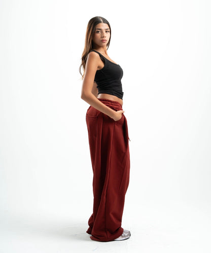 Burgandy Double Tuck Pants